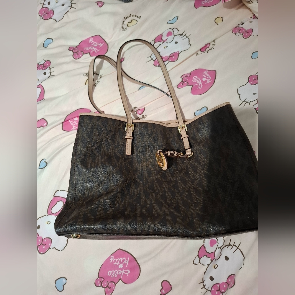 Michael Kors Brown Signature Tote with Gold Hardware